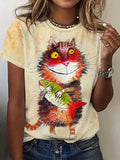 (sólo 50 en Promo!) Camiseta Remera en V Gatos Cat Women's
