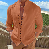 Camisa casual holgada de manga larga para hombre