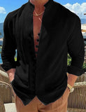 Camisa casual holgada de manga larga para hombre