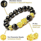 Pulsera Pixiu Obsidiana Negra - Feng Shui Riqueza y Suerte