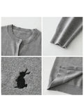 CHIC VEN Women T-Shirts New Multi Color Option Simple Solid Rabbit Embroidery Knitted Cardigan Sweater Autumn Spring 2025