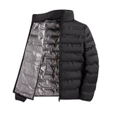 Campera de plumón con cuello alto para hombre, sólida, resistente al viento.