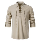 Camisa Blusa de lino y algodón de manga larga para hombre