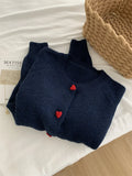 Deep Grey Wool Knitted Cardigan For Women In Autumn Winter, Soft And Sticky, Warm, Love Buckle Shoulder Sleeves