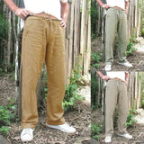 Pantalón de Lino para hombres. Pantalones de pierna ancha. Jogging Oversize.