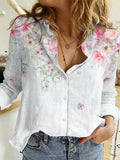 Blusa suelta de manga larga mujer. Camisa estampada.