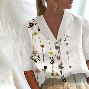 Camisa elegante. Blusa estampada manga corta