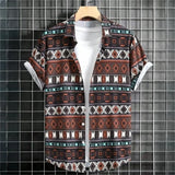 Camisa Hawaiiana Unisex Hombre Varios Motivos Geometricos