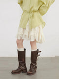 CHIC VEN Korean Women Skirts A Line Loose Casual New High Waist Irregular Lace Half Length Female Skirt Spring Summer 2025