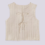 Blusa Corta sin Mangas con Cintas