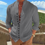 Camisa casual holgada de manga larga para hombre