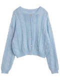 CHIC VEN Female Cardigan Loose Casual Mohair Hollow Knitted Sweaters Female Short Jumpers Spring Summer 2025 Tops