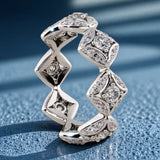 Anillo Geometrico con Zircon Blanco - Plata para Mujer