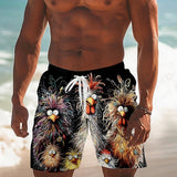 Shorts de playa hombre caricaturas pollos
