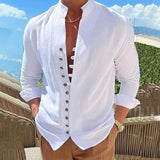 Camisa casual holgada de manga larga para hombre