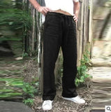 Pantalón de Lino para hombres. Pantalones de pierna ancha. Jogging Oversize.