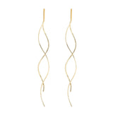 Aros Largos Ondulados - Plata 925 Colgante Tassel
