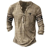 Camiseta vintage de manga larga para hombre, estilo urbano, con estampado 3D.