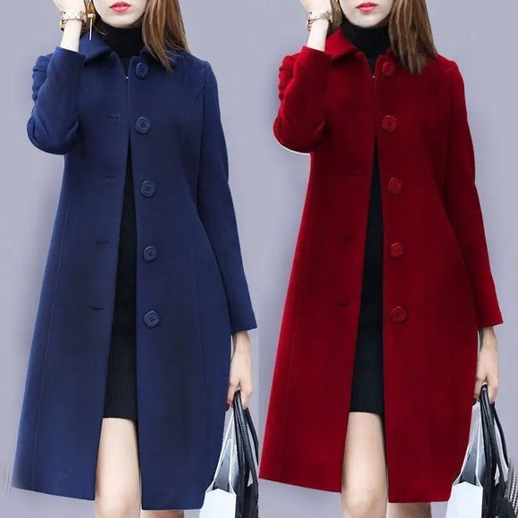 (sólo 50 en Promo!)Abrigo Largo Entallado de Invierno con Cuello Tipo Capa
