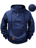 New Multi Pocket Zipper Fleece Dropped Shoulder Hooded Sweatshirt Men's Women's Plus Size Loose Pullover Fashion Sweatshirt