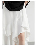 CHIC VEN Women Skirts High Waisted Irregular Ruffled Edge Skirt A-line Medium Length Female Fishtail Skirt Summer 2024
