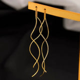 Aros Largos Ondulados - Plata 925 Colgante Tassel