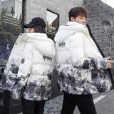 Campera Inflada Hombre Blanca Abrigada con Capucha Invierno