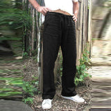 Pantalón de Lino para hombres. Pantalones de pierna ancha. Jogging Oversize.