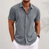 Camisa de lino y algodón holgada informal a la moda para hombre.