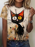 (sólo 50 en Promo!) Camiseta Remera en V Gatos Cat Women's
