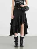 CHIC VEN Women Skirts High Waisted Irregular Ruffled Edge Skirt A-line Medium Length Female Fishtail Skirt Summer 2024
