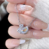 Collar Cisne con Cristal Zircon - Plata y Color