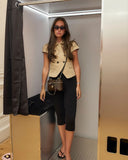 Blazer Mujer Doble Botonadura Manga Corta Entallado Verano