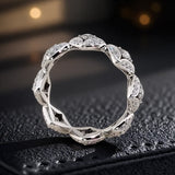Anillo Geometrico con Zircon Blanco - Plata para Mujer