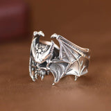 Anillo Calavera con Murcielago - Punk Halloween Ajustable