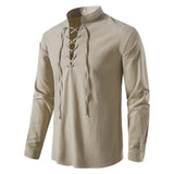 Camisa Blusa de lino y algodón de manga larga para hombre
