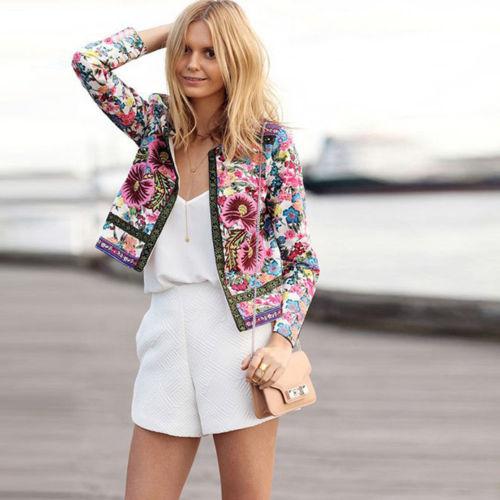 2022 Blazer Mujer Primavera Verano 2021 Moda Blazer Floreados Para