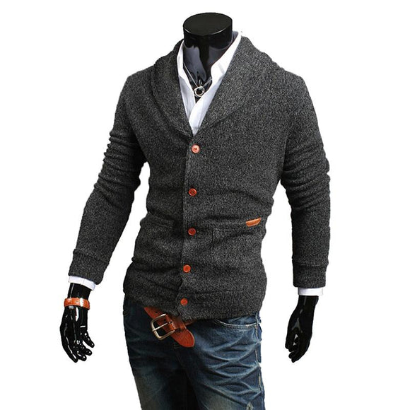 Saco Cardigan Sueter Para Hombre Largo Saco Cardigan Pullover Tejido Hombre Escote V Fashion Gris Oscuro
