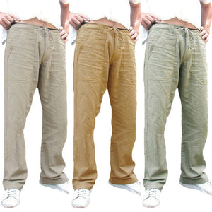 Pantalón de Lino para hombres. Pantalones de pierna ancha. Jogging Oversize.