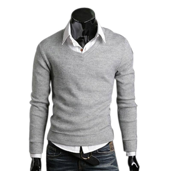 Saco Cardigan Pullover Tejido Hombre Escote V Fashion Gris Oscuro