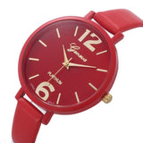 Reloj Pulsera Mujer Dama Grande Simple Sencillo Color Cuero Cuarzo