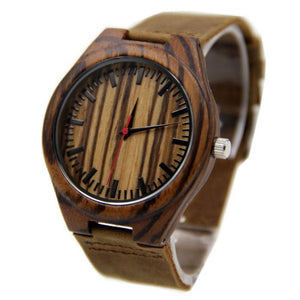 Reloj Pulsera Madera Bambu Fashion Cuero