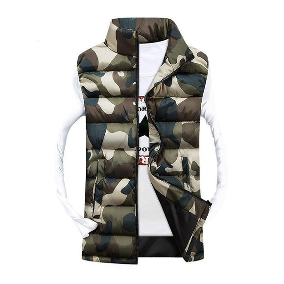 Chaleco Invierno Hombre Sin Mangas Camuflaje Militar Acholchado Cuello Alto