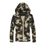 Campera Rompevientos Chaqueta con Capucha Invierno Hombre Camuflaje