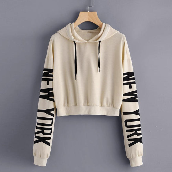 Buzo con Capucha Sudadera Mujer Manga con Letras NEW YORK – Te