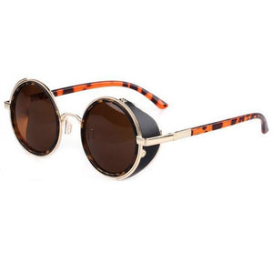 Lentes de Sol Redondos Cyber Steampunk Vintage Retro