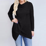 Blusa Asimétrica Sueter Mujer Otoño Manga Larga Cuello Redondo Top