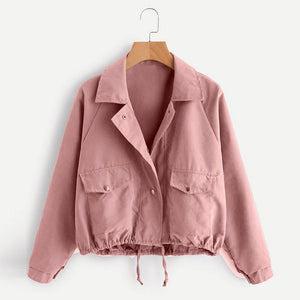 Chaqueta Cardigan Mujer Otoño Rosa Bolsillos Solapas