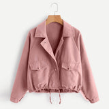 Chaqueta Cardigan Mujer Otoño Rosa Bolsillos Solapas