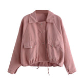 Chaqueta Cardigan Mujer Otoño Rosa Bolsillos Solapas